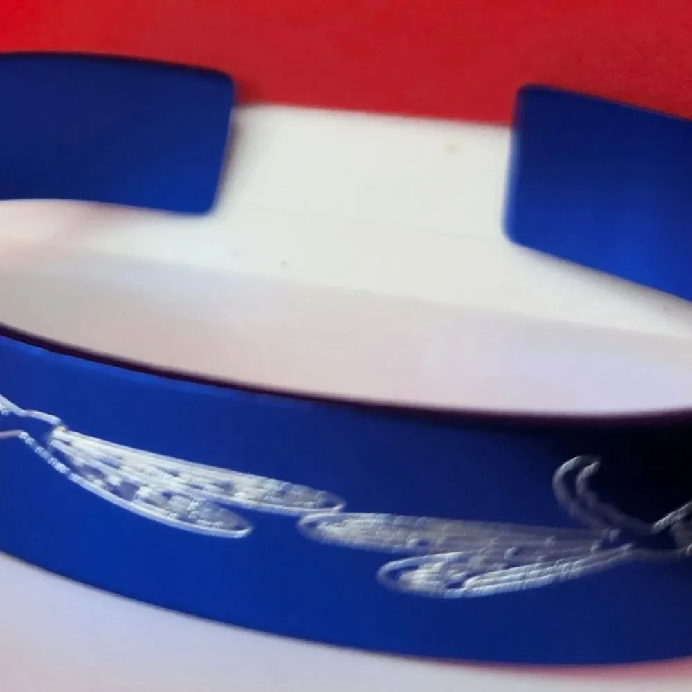 Hand Crafted Engraved Cuff Bracelet Blue Dragonfly